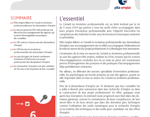 Comment Pôle emploi a déployé le conseil en évolution professionnelle (étude Éclairages et synthèses)