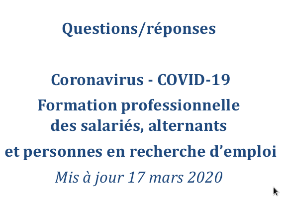 Coronavirus. Questions/ Réponses sur la formation professionnelle des salariés, alternants et personnes en recherche d’emploi