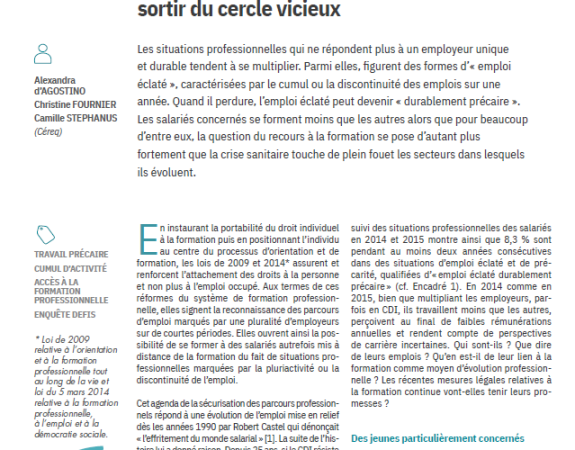 Les salariés en emploi éclaté durablement précaire accèdent difficilement à une formation professionnelle (Céreq)