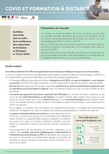 Résultats régionaux de l’enquête sur l’impact de la crise sanitaire sur le maintien à distance de l’activité de formation